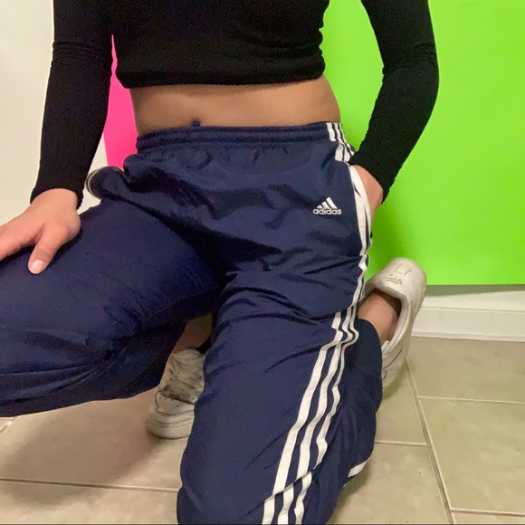 adidas Pants - adidas navy blue windbreaker track pants ✧